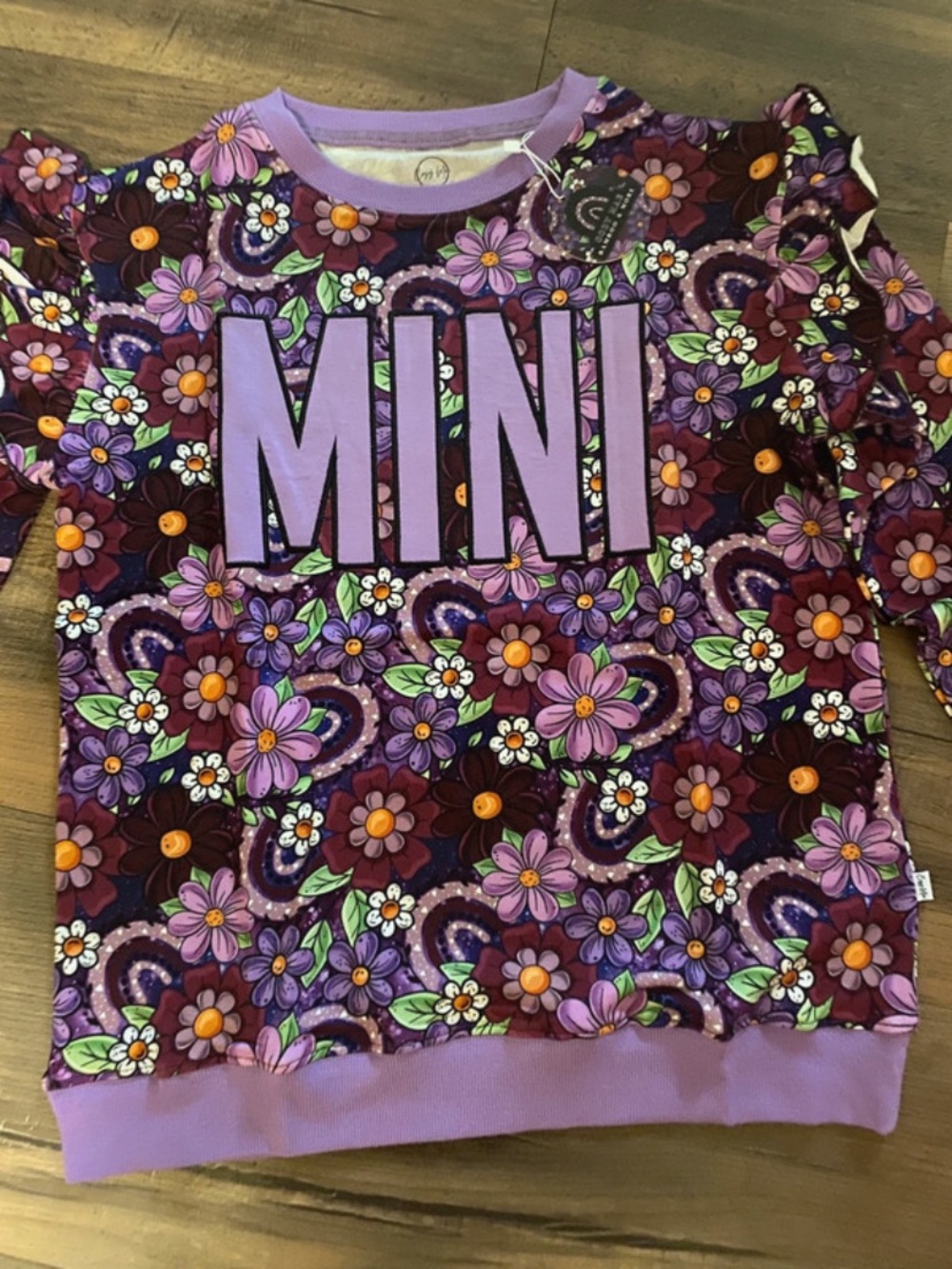 9/10 flutter sleeve MINI bamboo French terry sweater NWT